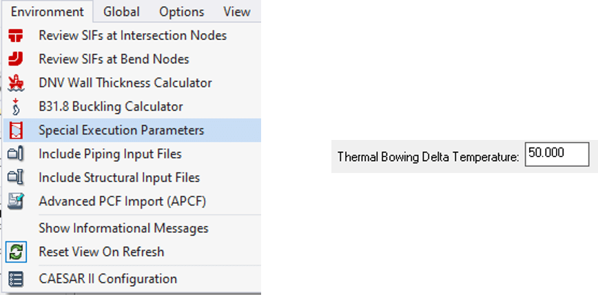 thermal bowing with CAESAR II