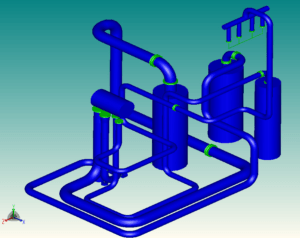 Compressor suction and discharge piping arrangement.
