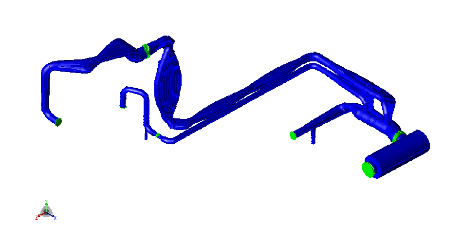 Mode shape of the piping model at 50.1547 Hz (mode 29).