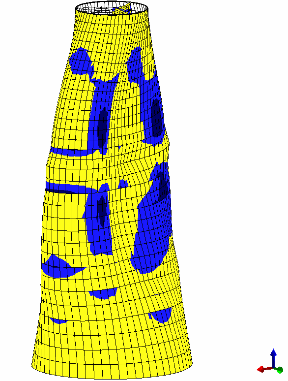 Mode shape of the reinforced perforated strainer from the finite element modal analysis.